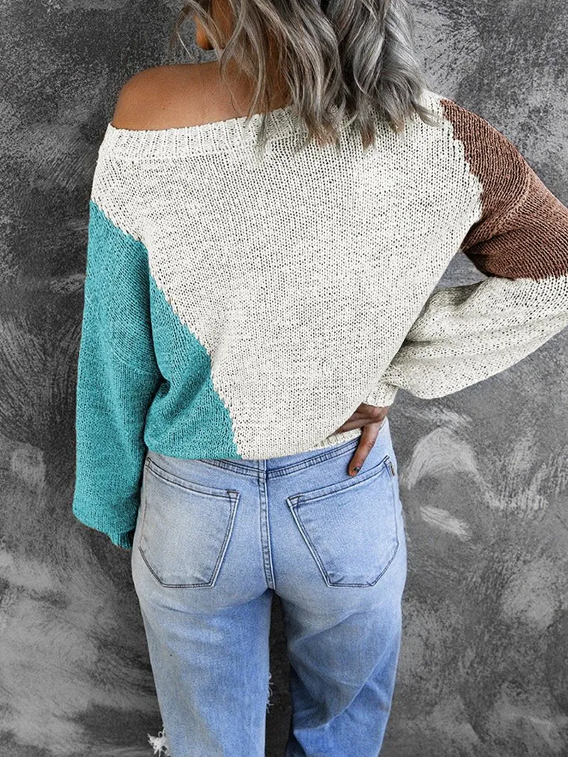 Women Knitting Irregular One Shoulder Sweaters