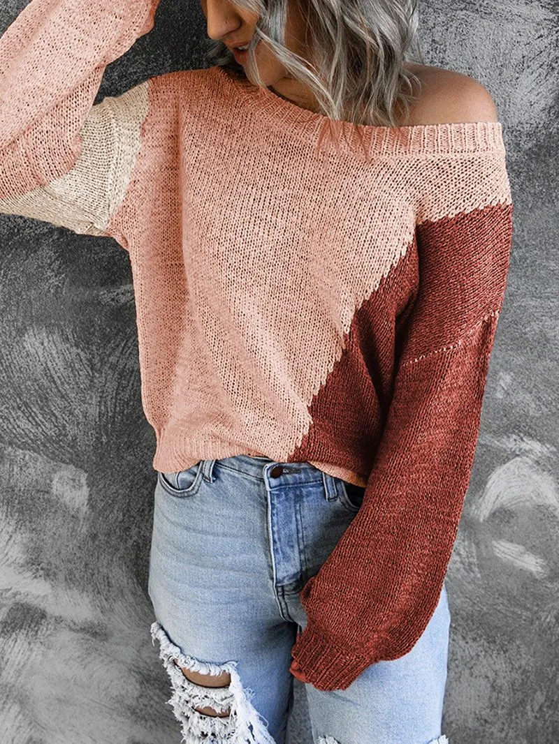 Women Knitting Irregular One Shoulder Sweaters