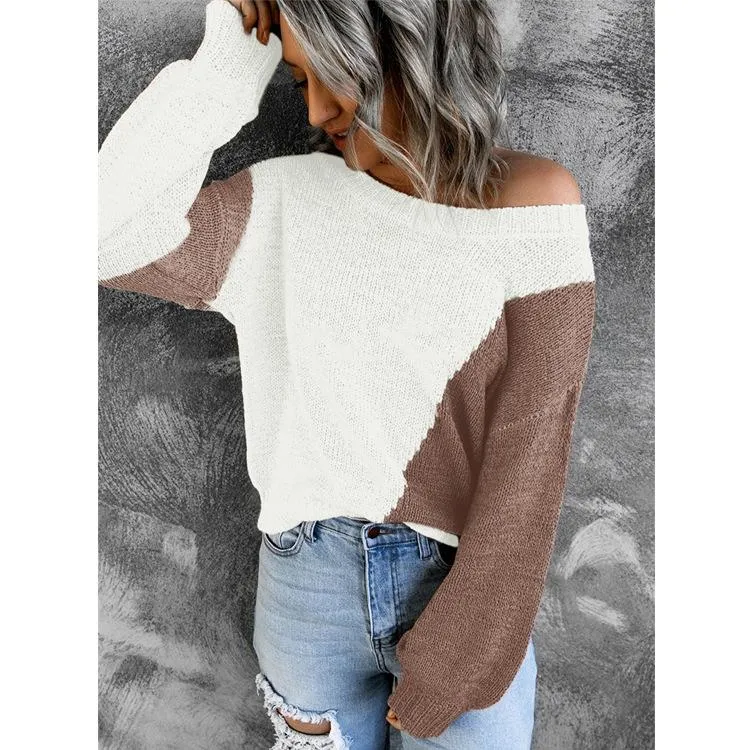 Women Knitting Irregular One Shoulder Sweaters