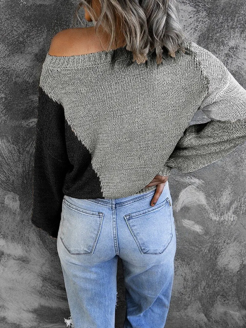 Women Knitting Irregular One Shoulder Sweaters