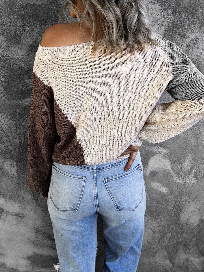Women Knitting Irregular One Shoulder Sweaters