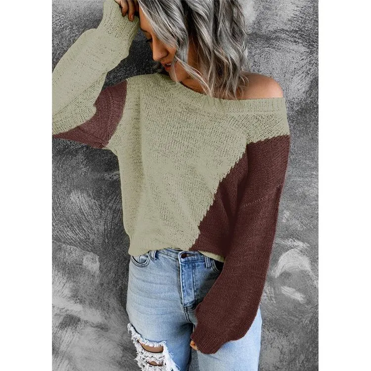 Women Knitting Irregular One Shoulder Sweaters