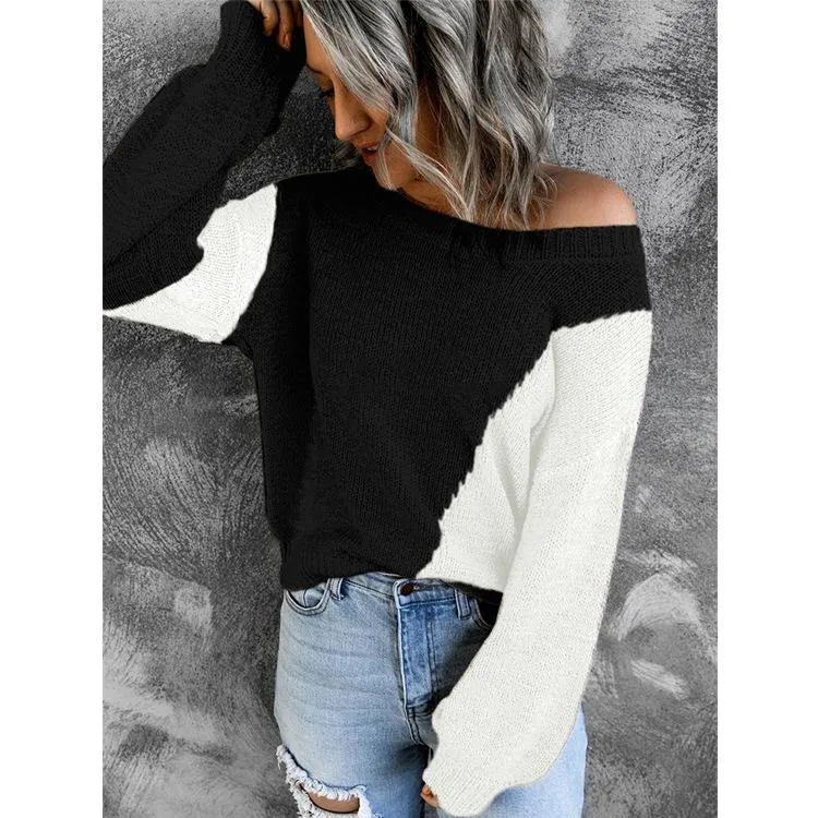 Women Knitting Irregular One Shoulder Sweaters
