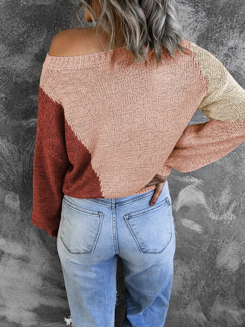 Women Knitting Irregular One Shoulder Sweaters