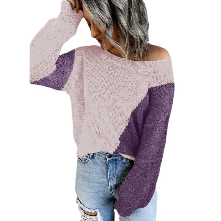 Women Knitting Irregular One Shoulder Sweaters