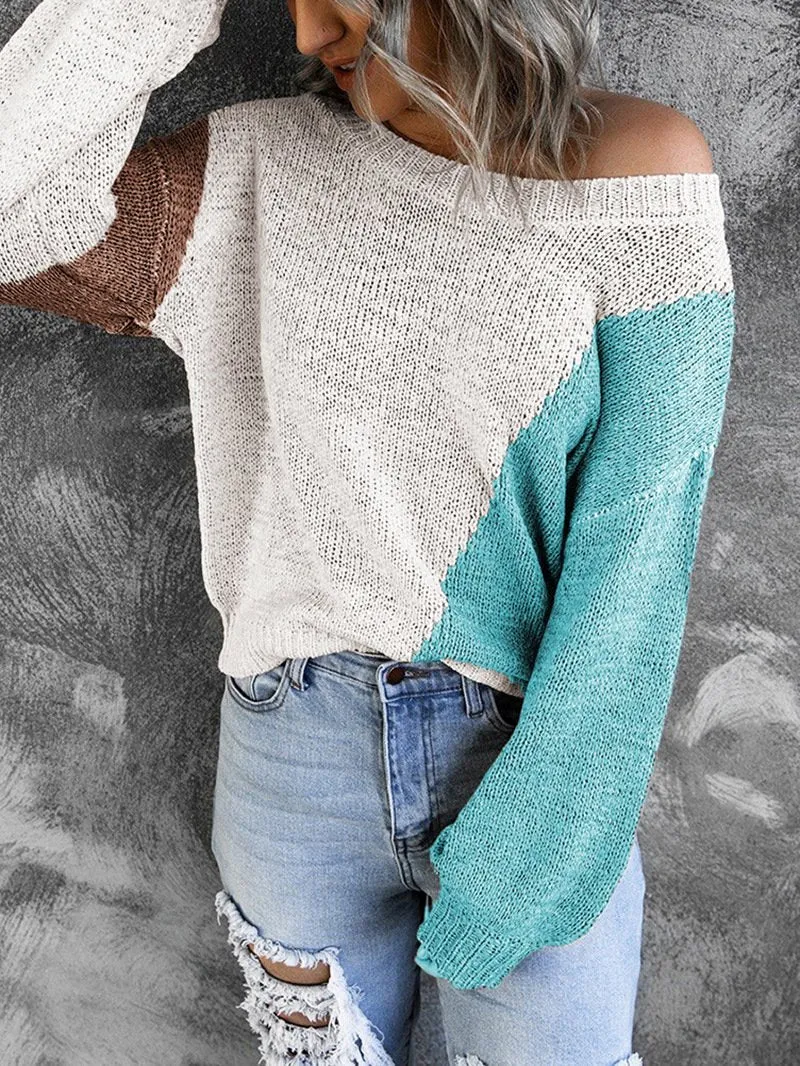 Women Knitting Irregular One Shoulder Sweaters