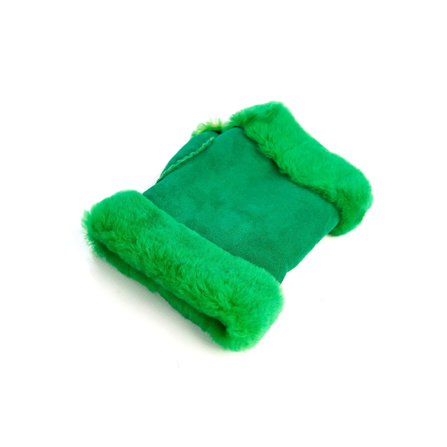 Women's fluo green lambskin fingerless gloves