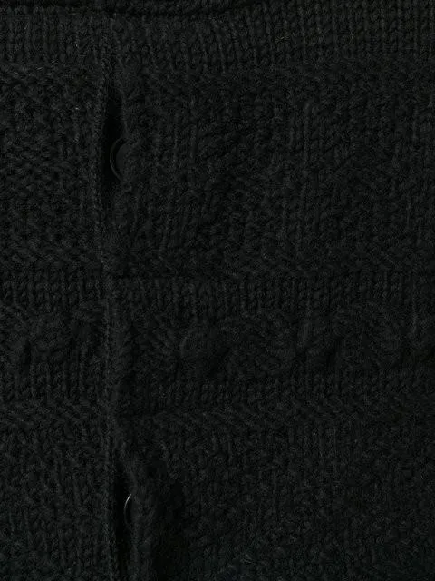 Wool Texture Pattern Knit Collarless Cardigan
