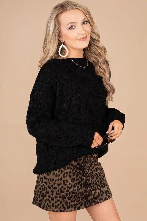 You Need Me Black Wide Neck Sweater