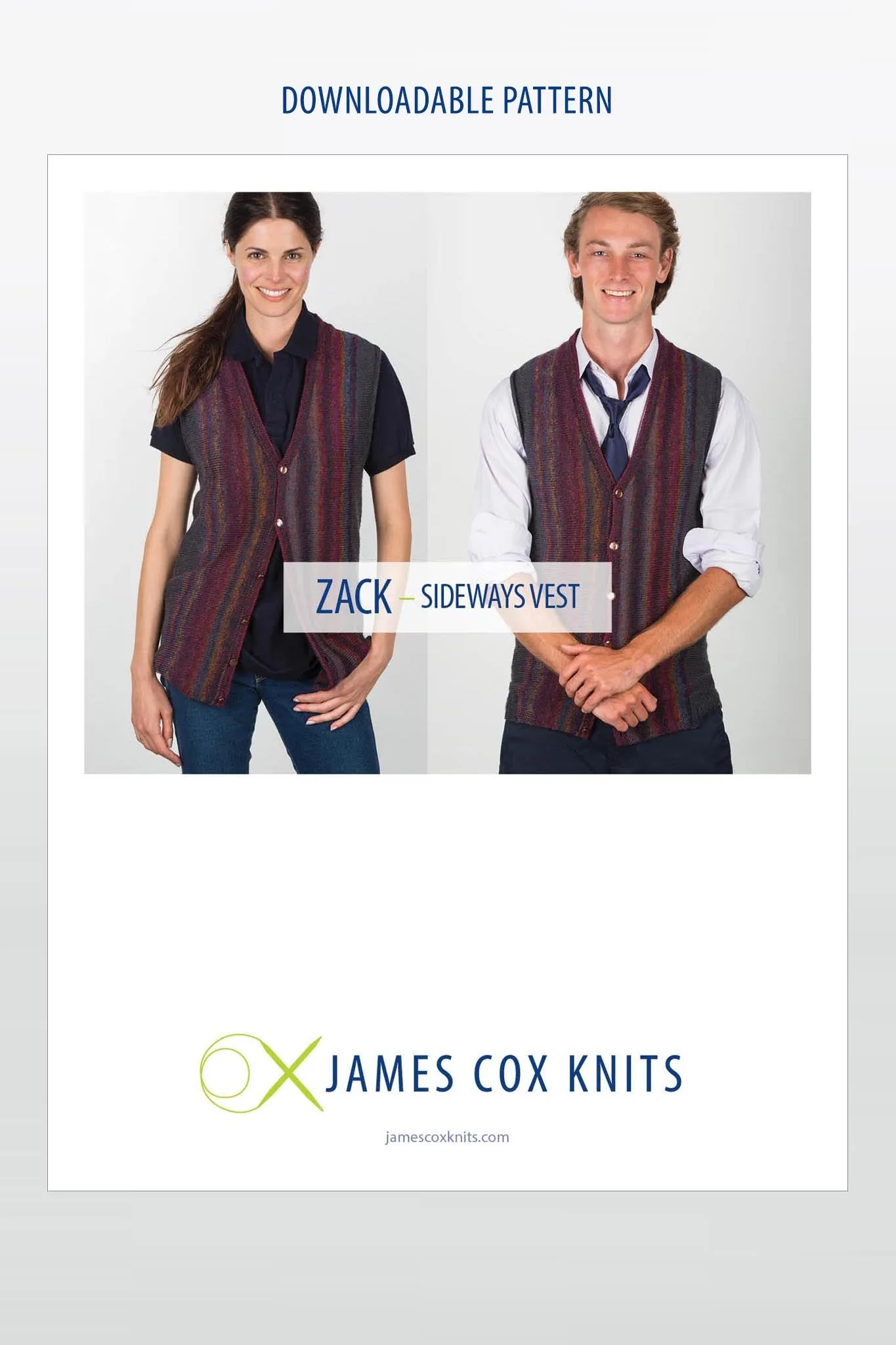 Zack Sideways Vest Designer Knitting Pattern